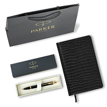 Ручка шариковая PARKER "IM Core Black Lacquer GT", ежедневник А5 черный, пакет, 880899