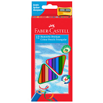 УЦЕНКА - Карандаши цветные Faber-Castell "Ecopen" 12цв., трехгран., заточен., картон, европодвес, с точилкой