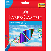 УЦЕНКА - Карандаши цветные Faber-Castell "Ecopen" 24цв., трехгран., заточен., картон, европодвес, с точилкой