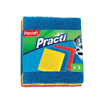 Губки для посуды Paclan "Practi", игольчатый абразив, 3шт