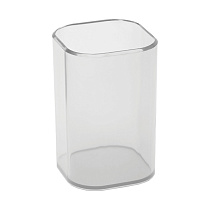Подставка-стакан СТАММ "Фаворит", пластиковая, квадратная, прозрачная