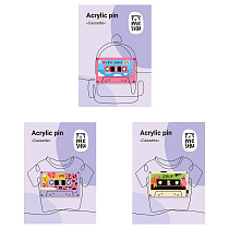 Набор акриловых значков MESHU "Cassettes", прямая УФ-печать, 3шт.