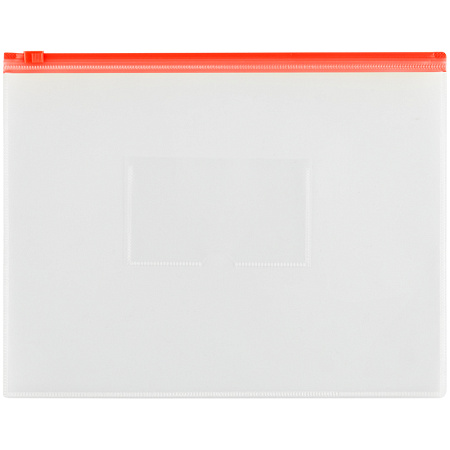Папка-конверт на zip-молнии OfficeSpace А5, полипропилен, 150мкм, прозрачная, карман, молния красная